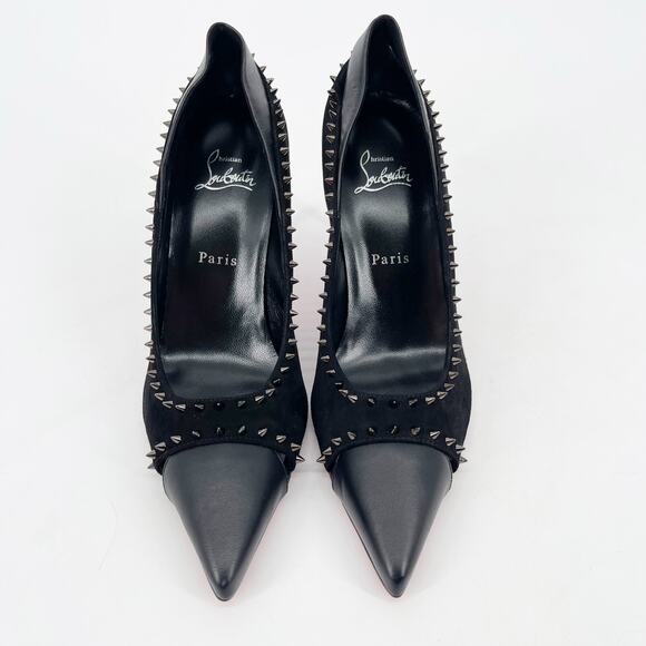 Christian Louboutin Duvette Spikes 85 Black Leather Pointed Toe Pumps EU 40.5 - Picture 5 of 11